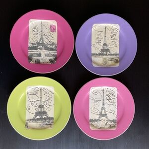 Rosanna Paris a la mode 4 Salad Plates Eiffel Tower Porcelain 8.5 in